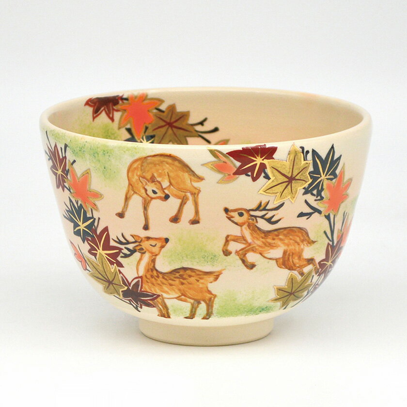 ポイント3倍以上（楽天カード利用） 茶道具 抹茶茶碗（まっちゃちゃわん） 茶碗 御本 鹿に紅葉 水出 宋絢