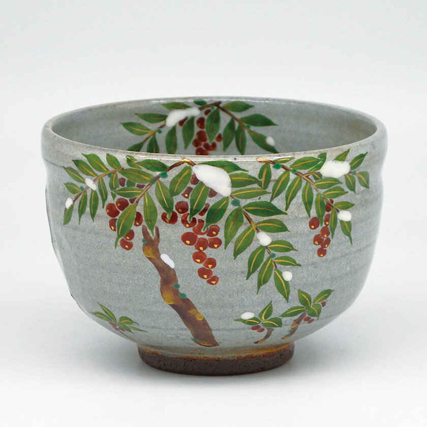 ポイント3倍以上（楽天カード利用） 茶道具 抹茶茶碗（まっちゃちゃわん） 茶碗 色絵 南天 中村 清彩