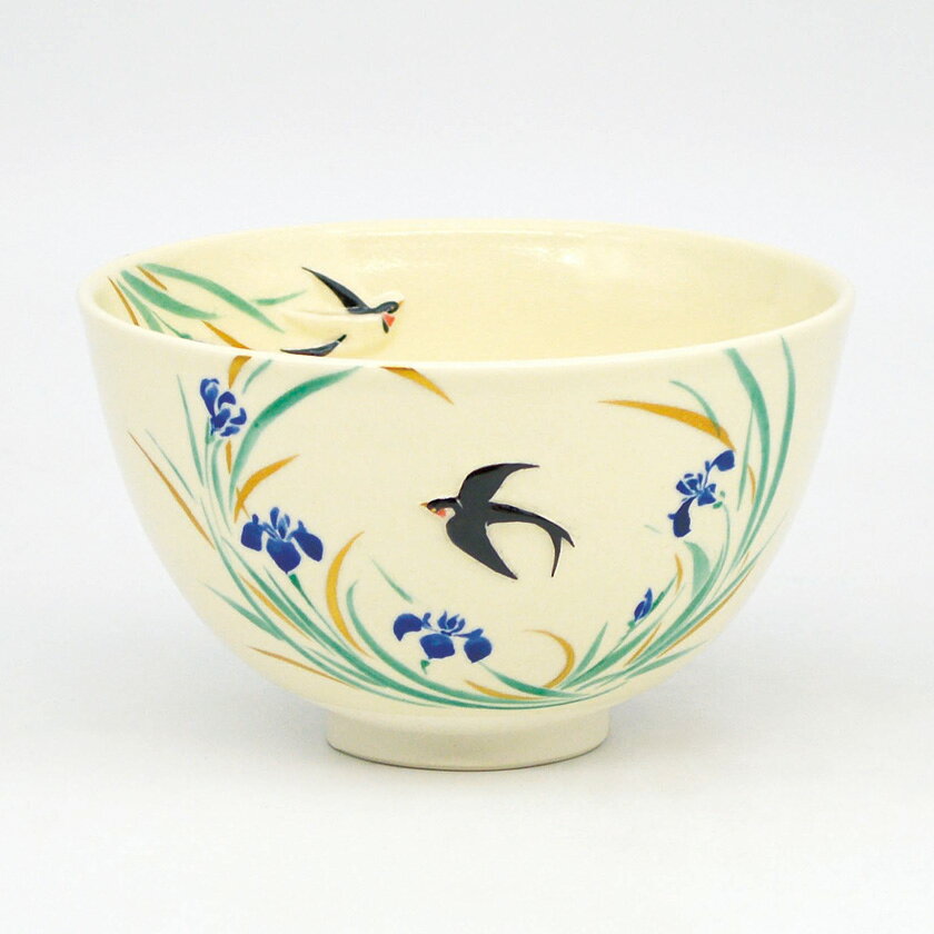 ポイント3倍以上（楽天カード利用） 茶道具 抹茶茶碗（まっちゃちゃわん） 茶碗 浮彫 菖蒲に燕 今岡 三..