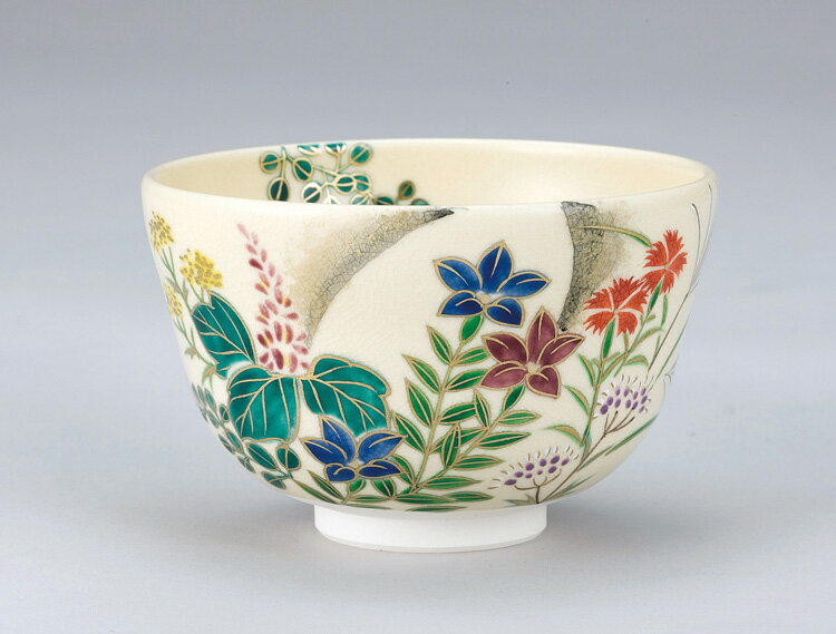 茶道具 送料無料 黄仁清 秋の七草茶碗 小手鞠窯 【 茶碗 】茶道 抹茶椀 抹茶 茶器 茶椀 茶わん ちゃわん ギフト 千紀園のサムネイル