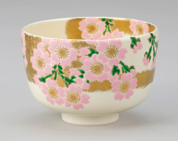 茶道具 送料無料 色絵 桜二金霞茶碗茶道 抹茶椀 抹茶 茶器 茶椀 茶わん ちゃわん ギフト 千紀園