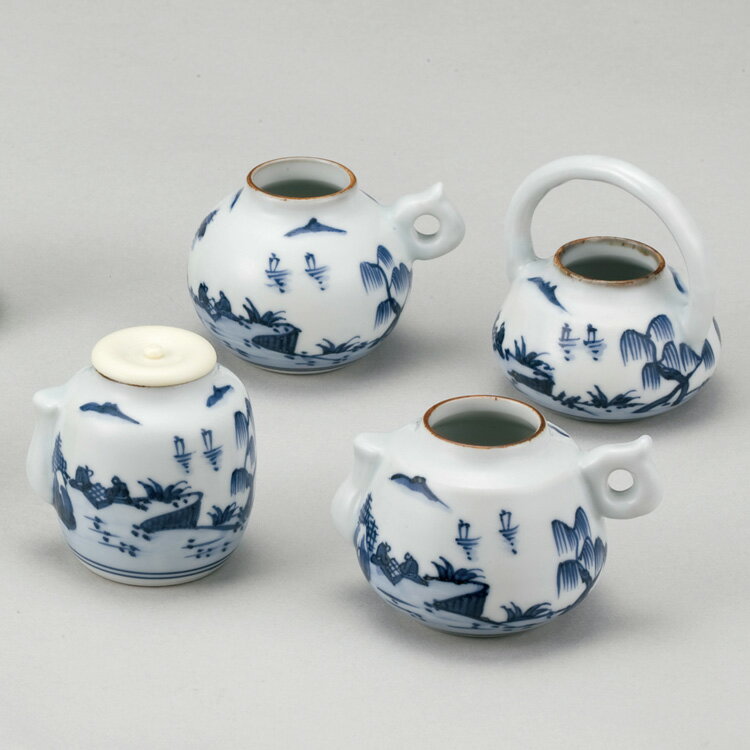 茶道具 四滴茶入 染付山水 ラクト蓋付 富田静山 (茶道具 通販 楽天)
