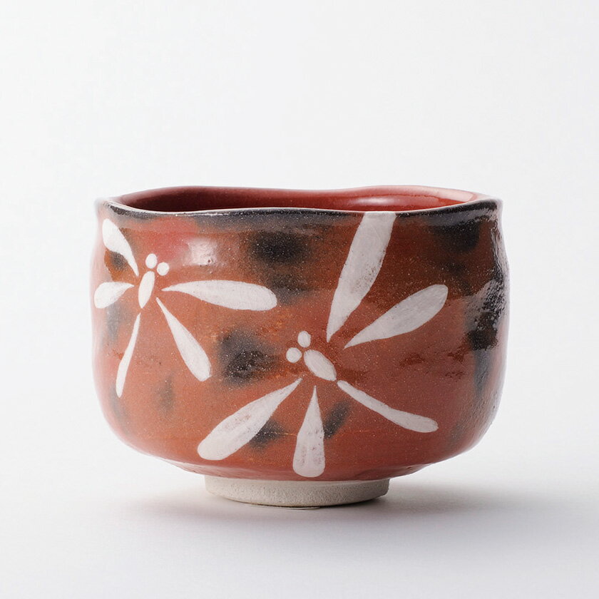 【吉村楽入 / 茶道具 楽茶碗(らくちゃわん)】 ポイント3倍以上(楽天カード利用) 季節茶碗 赤楽 蜻蛉 と..