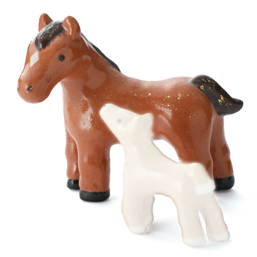 ポイント3倍以上（楽天カード利用） 茶道具 置物 干支置物 親子馬（茶） 親のみ 楽入窯 干支 午（うま..