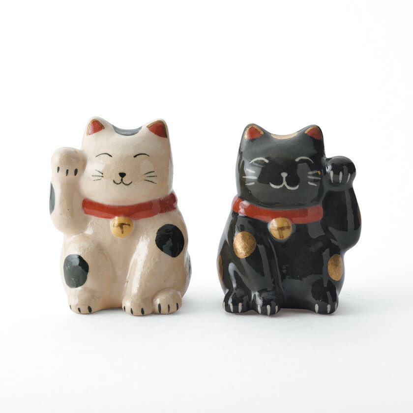 ポイント3倍以上（楽天カード利用） 茶道具 置物 招き猫 楽入窯 白・黒から色をお選びください。画像は..
