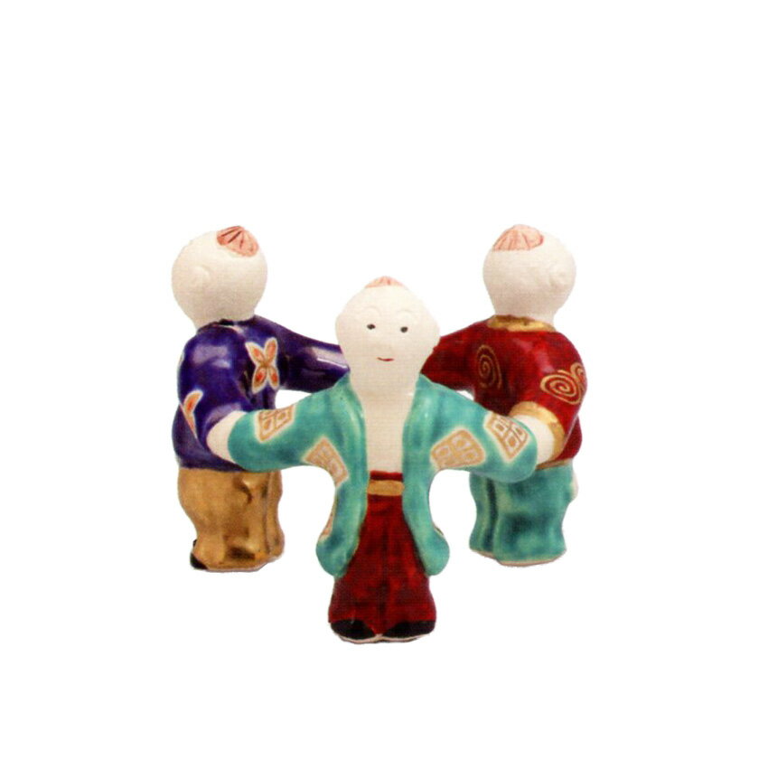 ポイント3倍以上（楽天カード利用） 茶道具 蓋置（ふたおき） 色絵 三ッ人形 蓋置 中村 秋峰