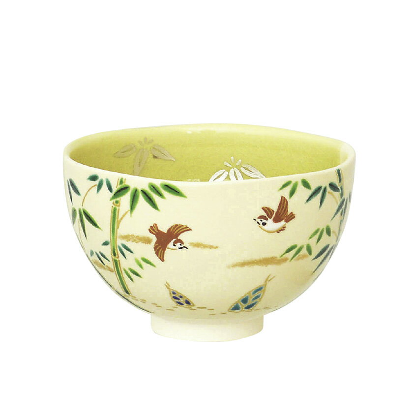 ポイント3倍以上（楽天カード利用） 茶道具 抹茶茶碗（まっちゃちゃわん） 茶碗 掛分色絵 竹林に雀 新井 京華