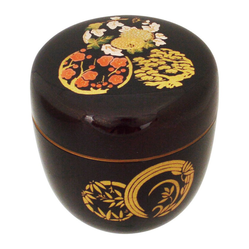Rakuten - ポイント3倍以上（楽天カード利用） 茶道具 薄茶器（うすちゃき） 溜漆中棗 花丸蒔絵 （内梨子地） 樹脂製 東雲