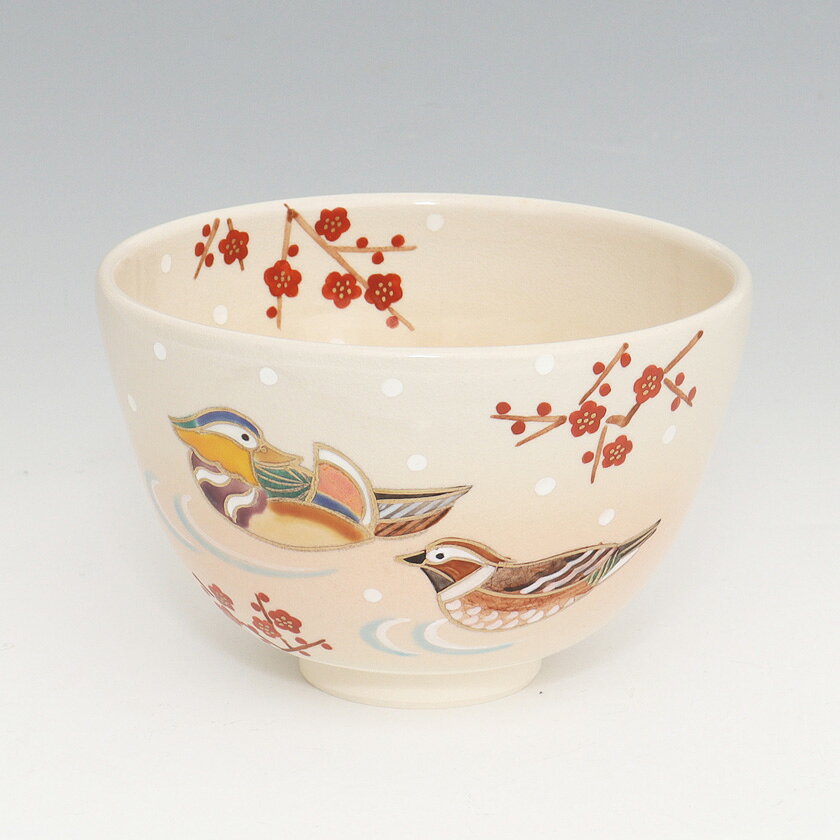 茶道具 抹茶茶碗（まっちゃちゃわん） 茶碗 色絵 鴛鴦 加藤 起楽