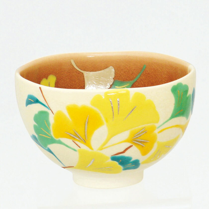 ポイント3倍以上（楽天カード利用） 茶道具 抹茶茶碗（まっちゃちゃわん） 茶碗 掛分色絵 銀杏 新井 京華