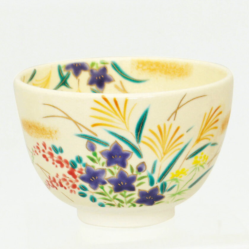 茶道具 抹茶茶碗（まっちゃちゃわん） 茶碗 色絵 秋草 加藤 起楽