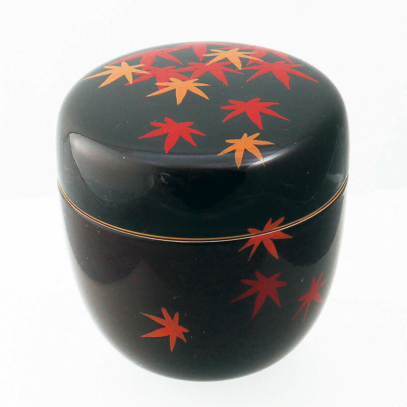 茶道具 薄茶器（うすちゃき） 溜塗中棗 紅葉流水蒔絵（内梨子地） 【樹脂製】 東雲