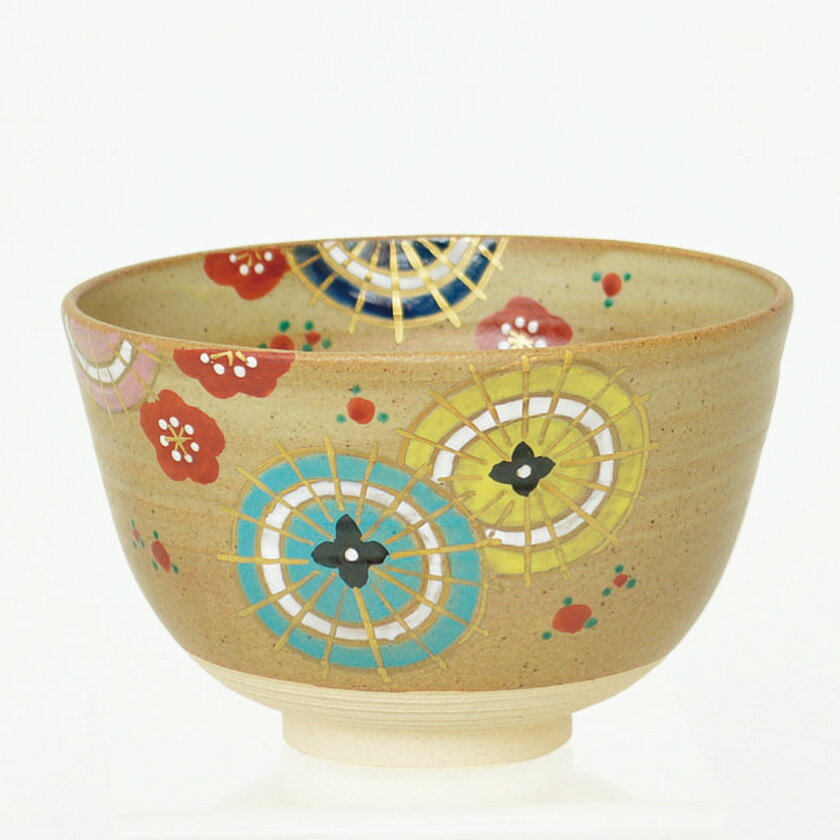 茶道具 抹茶茶碗（まっちゃちゃわん） 茶碗 色絵 蛇の目傘 東山 深山 干支 巳（み、蛇、へび）