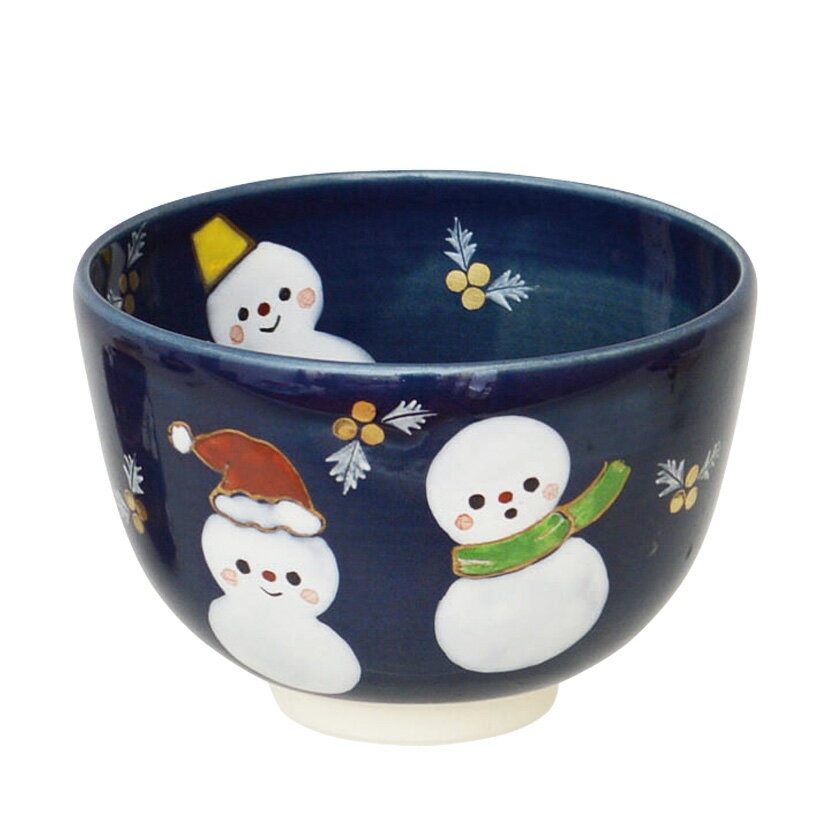 茶道具 抹茶茶碗（まっちゃちゃわん） 茶碗 紺釉 雪だるま 東山 深山 クリスマス Xmas Christmas 聖誕節