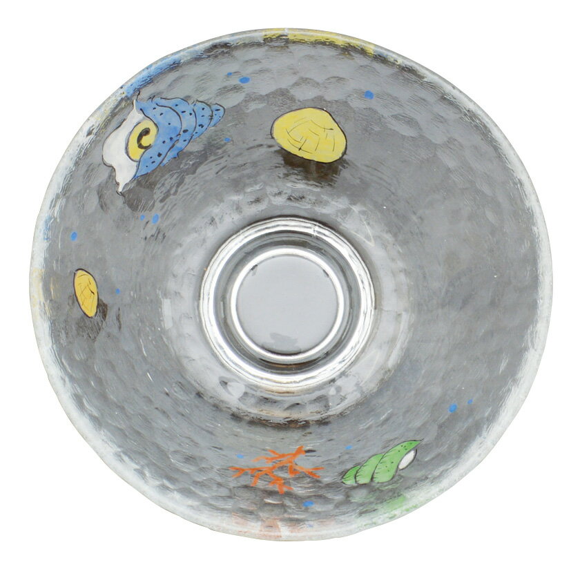 茶道具 平茶碗（ひらちゃわん） ガラス平茶碗 サンゴに貝 【耐熱】 八木 海峰