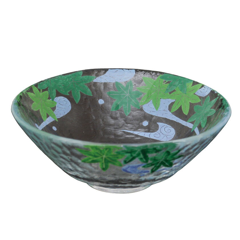 茶道具 平茶碗（ひらちゃわん） ガラス平茶碗 青楓に観世水 【耐熱】 松本 明日香