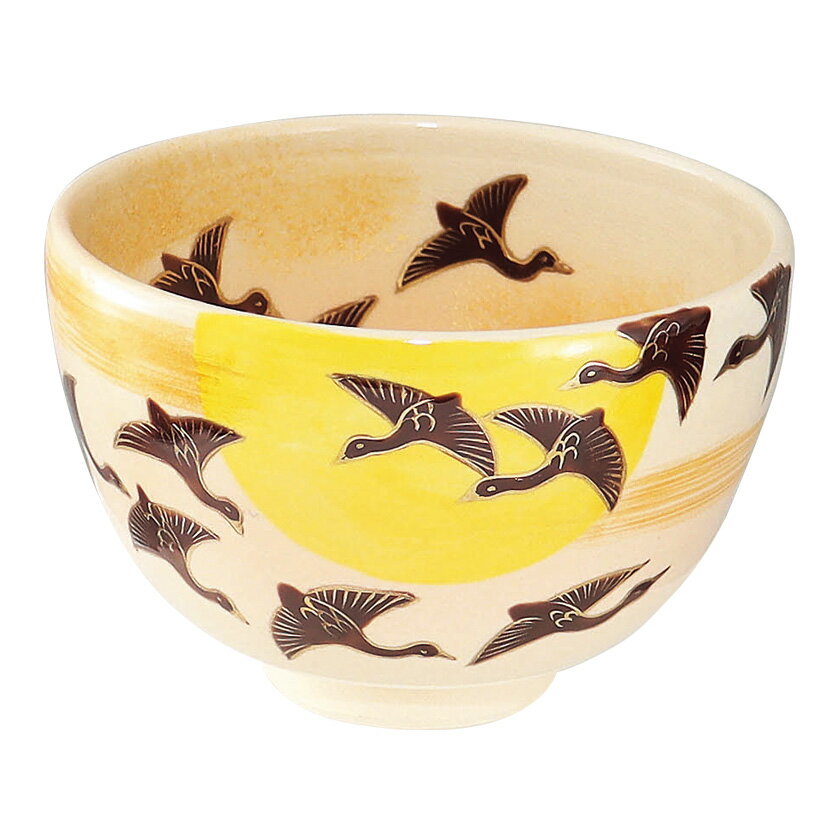 Rakuten - 茶道具 抹茶茶碗（まっちゃちゃわん） 茶碗 色絵 雁の群れ 加藤 永山