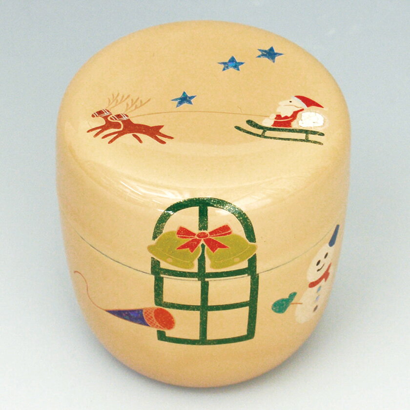 乐天商城 - ポイント3倍以上（楽天カード利用） 茶道具 薄茶器（うすちゃき） 白塗中棗 クリスマス蒔絵 佐々木 麗峰