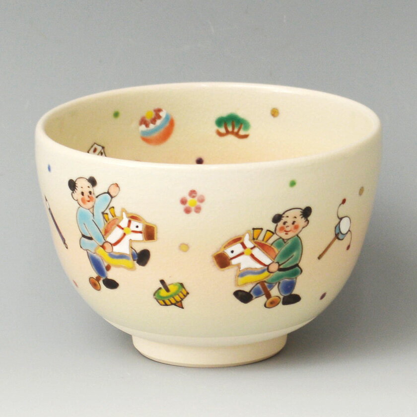 茶道具 抹茶茶碗（まっちゃちゃわん） 茶碗 色絵 玩具馬に唐子 加藤 起楽 干支 午（うま、馬）
