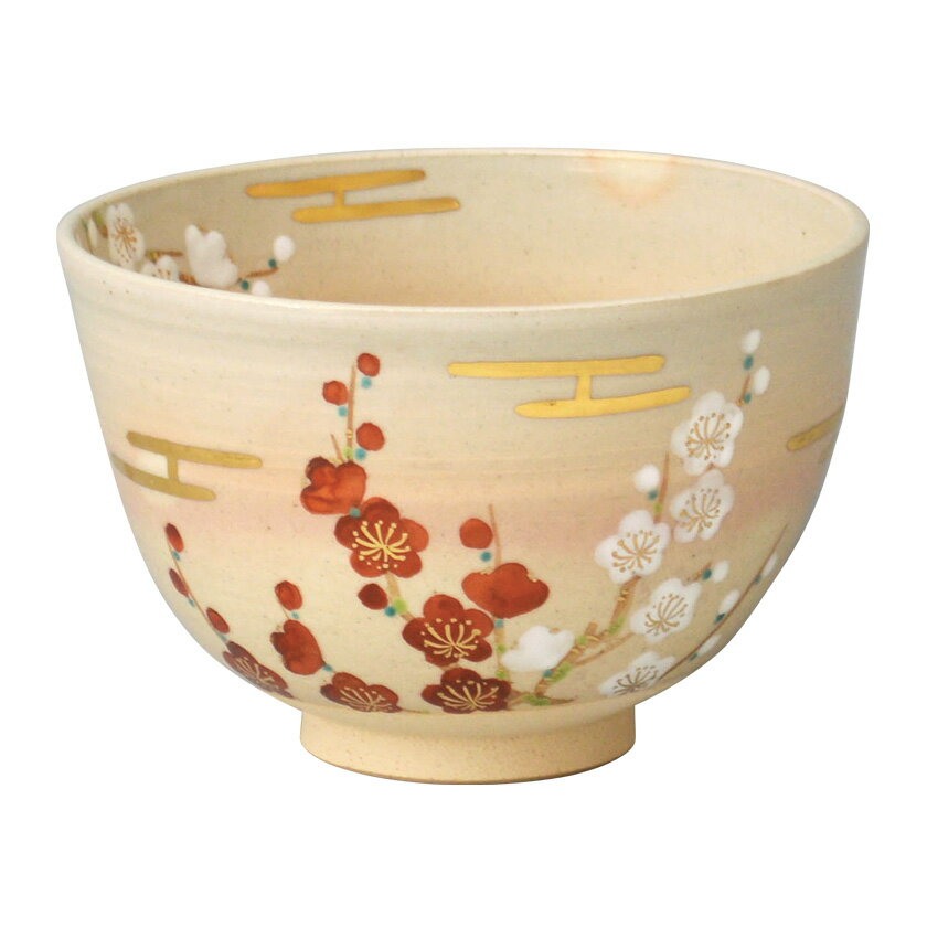 茶道具 抹茶茶碗（まっちゃちゃわん） 茶碗 色絵 金霞に紅白梅 東山 深山