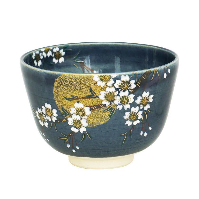 茶道具 抹茶茶碗（まっちゃちゃわん） 茶碗 紺釉 月に桜 東山 深山