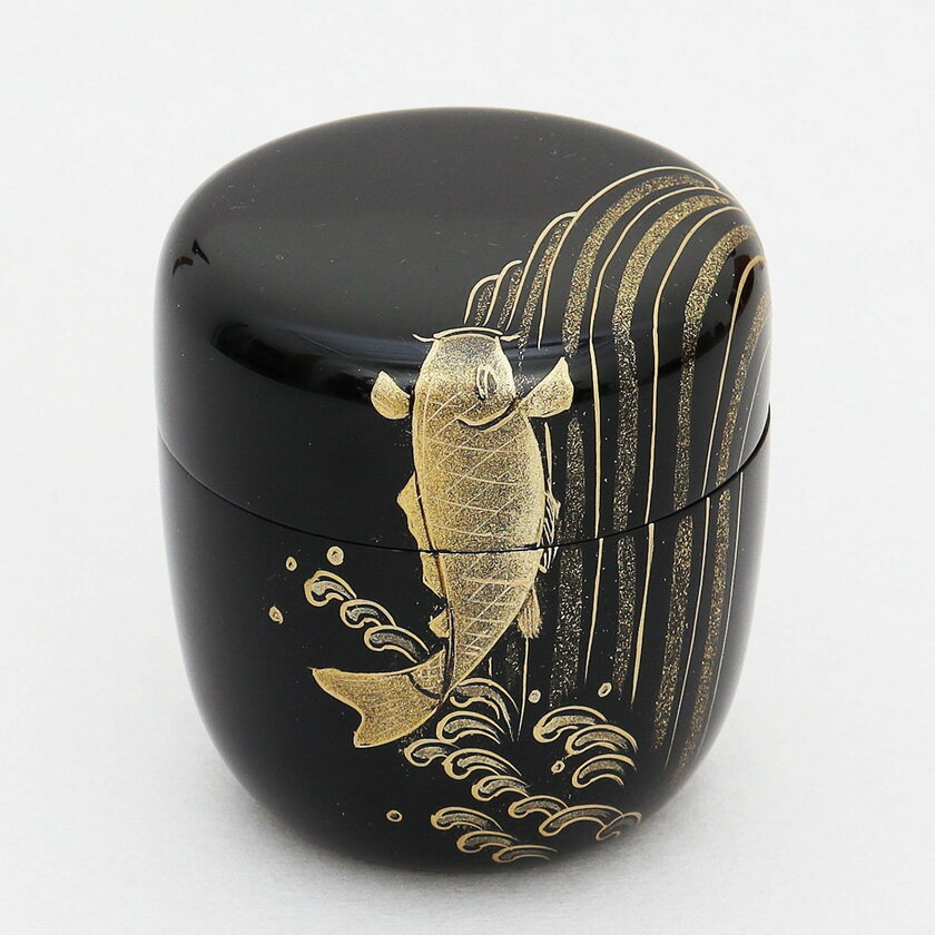 乐天商城 - ポイント3倍以上（楽天カード利用） 茶道具 薄茶器（うすちゃき） 中棗 鯉の滝登蒔絵 佐々木 麗峰