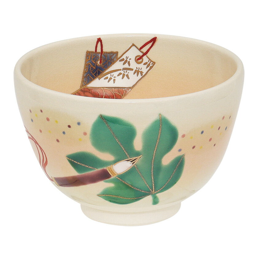 ポイント3倍以上（楽天カード利用） 茶道具 抹茶茶碗（まっちゃちゃわん） 茶碗 色絵 短冊 加藤 起楽 七夕