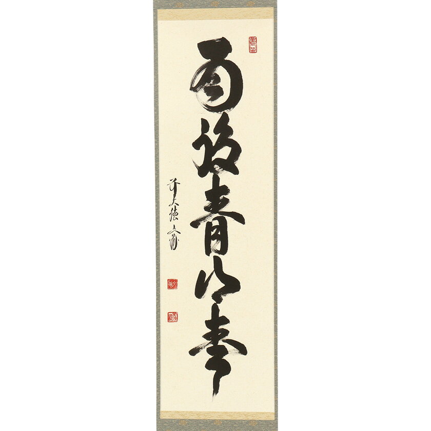 ポイント3倍以上（楽天カード利用） 茶道具 掛軸（かけじく） 軸一行「雨後青山青」 法谷文雅師 京都 逢春禅寺