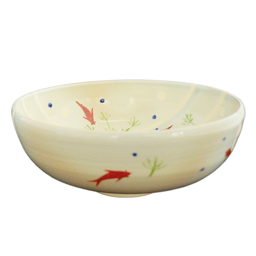 乐天商城 - 茶道具 平茶碗（ひらちゃわん） 色絵馬盥茶碗 目高（めだか） 八木 海峰