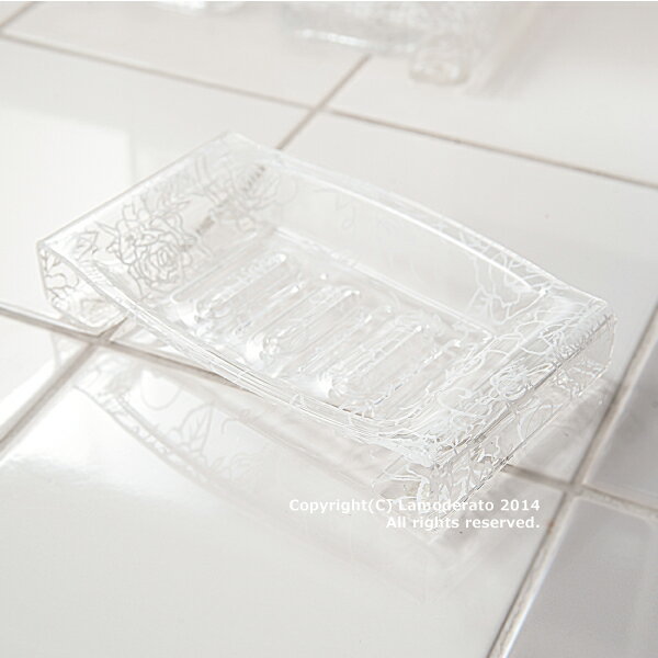 ソープディッシュ(バス用)『クリアローズ』単品 ホワイト　[ おしゃれ 石鹸置き 石けん置き 受け皿 薔..