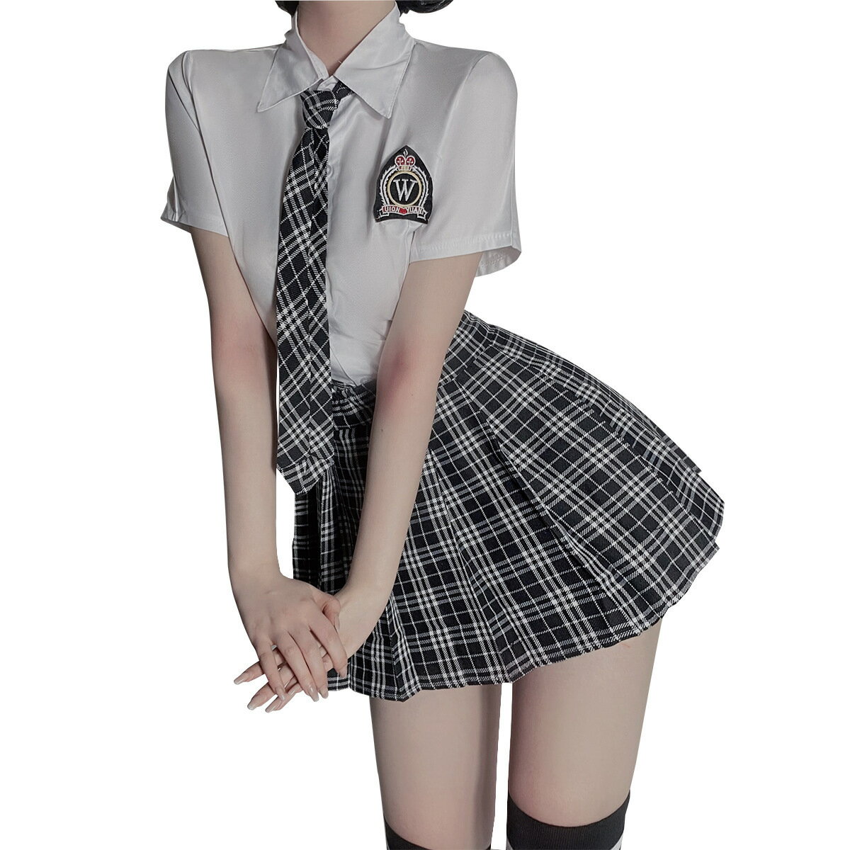 【メール便は送料無料】SENMHSコスプレ セクシー セーラー服 学生服 ベビードール 下着 エロ　えちえち ランジェリー 制服 衣装 女子高生 チェック柄 jk アニメ コスチューム 可愛い 仮装 撮影 ハロウィン イベント 仮装 ネクタイ ミニスカート Tバック 3点セット 1