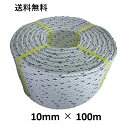 送料無料 スパンエステルロープ エステルスパンロープ 10mm×100m 綱引きロープ 三つ打ち ロープ 線入 ボートロープ アンカーロープ 係船 係留 ボート...