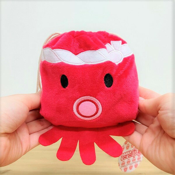 【もこもこ巾着 たこ（メール便対応）】大阪　お土産　大阪お土産　大阪 お土産　ポーチ　きんちゃく　..