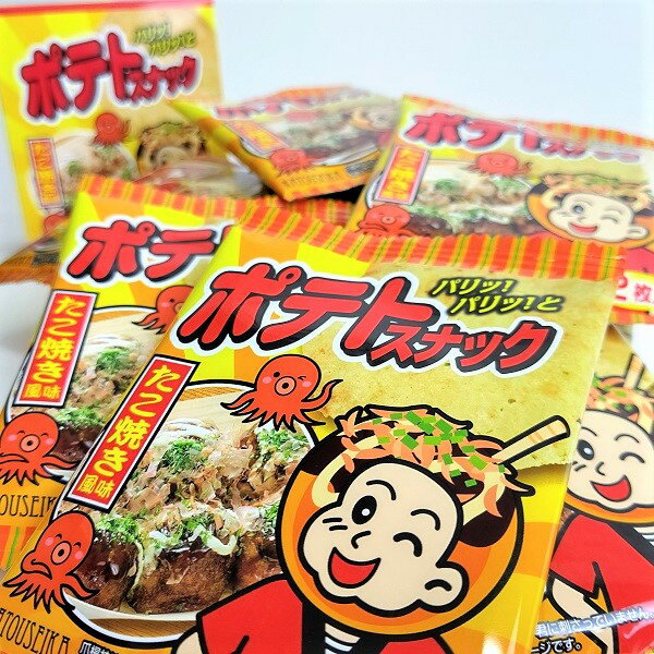 【ポテトスナックたこ焼風味】大阪　土産　関西　おみやげ　懐かし　駄菓子　おやつ　ぽてとすなっく　人気　かとう製菓　ご当地限定　通販　子供