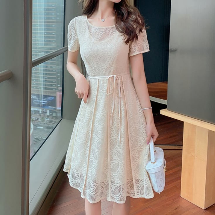 ワンピース 上着 人気 おすすめ おしゃれ お洒落 激安 安い 送料無料 プチプラ シースルー 半袖 ラウンドネック 丸首 ふんわり Aライン 柄 花柄 リボン シアー レース 透け 可愛い かわいい