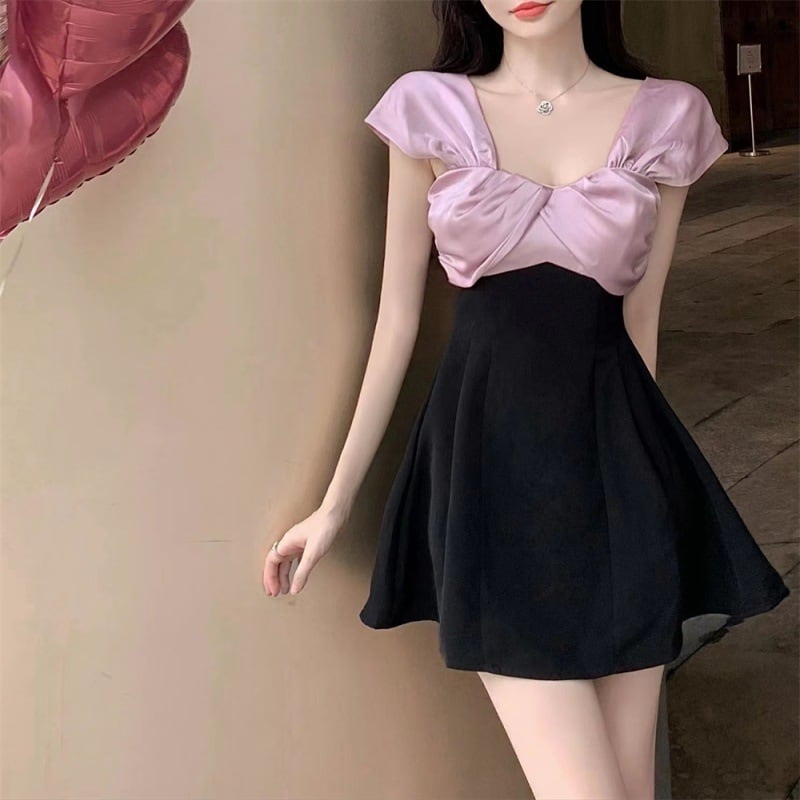 ワンピース 上着 人気 おすすめ おしゃれ お洒落 激安 安い 送料無料 プチプラ オフショルダー 肩出し ノースリーブ ふわふわ ふんわり Aライン ミニスカート 無地 可愛い かわいい 韓国