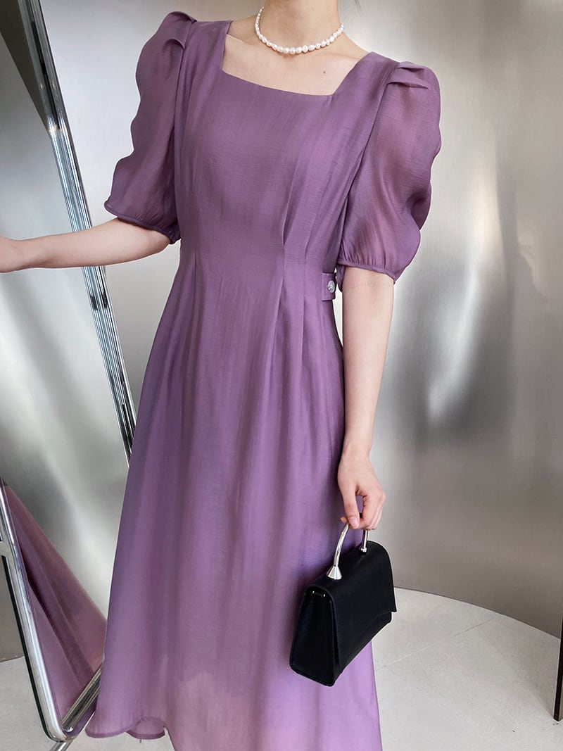 ワンピース 上着 人気 おすすめ おしゃれ お洒落 激安 安い 送料無料 プチプラ 半袖 スクエアネック ロングスカート ふんわり ボタン ..