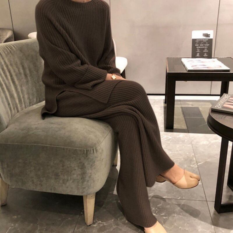 ワンピース 上着 人気 おすすめ おしゃれ お洒落 激安 安い 送料無料 プチプラ セットアップ パンツ 長袖 ロング ラウンドネック 丸首 オーバーサイズ 無地 透かし 編み ニット