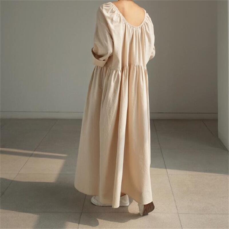 ワンピース 上着 人気 おすすめ おしゃれ お洒落 激安 安い 送料無料 プチプラ 長袖 ロング ラウンドネック 丸首 ふわふわ ふんわり オーバーサイズ 無地 コットン 綿 ポリエステル 可愛い