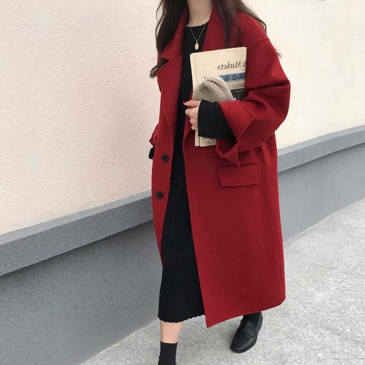 Rakuten - レディース 上着 羽織り コート アウター 暖かい 防寒 美シルエット ウールタッチ チェスターコート ミドル丈 ラペルネック インスタ映え 高見え 可愛い かわいい 韓国 かっこいい カジュアル 大人
