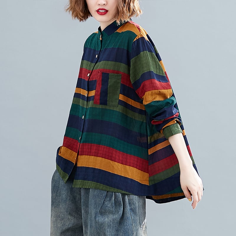 Long-Sleeved - トップス シャツ ブラウス 袖あり 長袖 かわいい 大人可愛い シンプル カジュアル 大人 おしゃれ お洒落 レトロ アジアン エスニック 大人可愛い 大人女子 こなれ感 ラフ マニッシュ 個性的