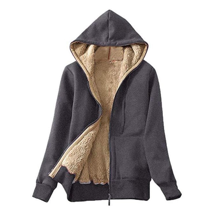 Fleece - アウター 上着 パーカー フーディ フリースパーカー 暖かい 裏ボア ショート丈 オーバーサイズ ミドル丈 フード付き 無地 ジップアップ 温かい 防寒 防風 モコモコ 体型カバー スタイルアップ