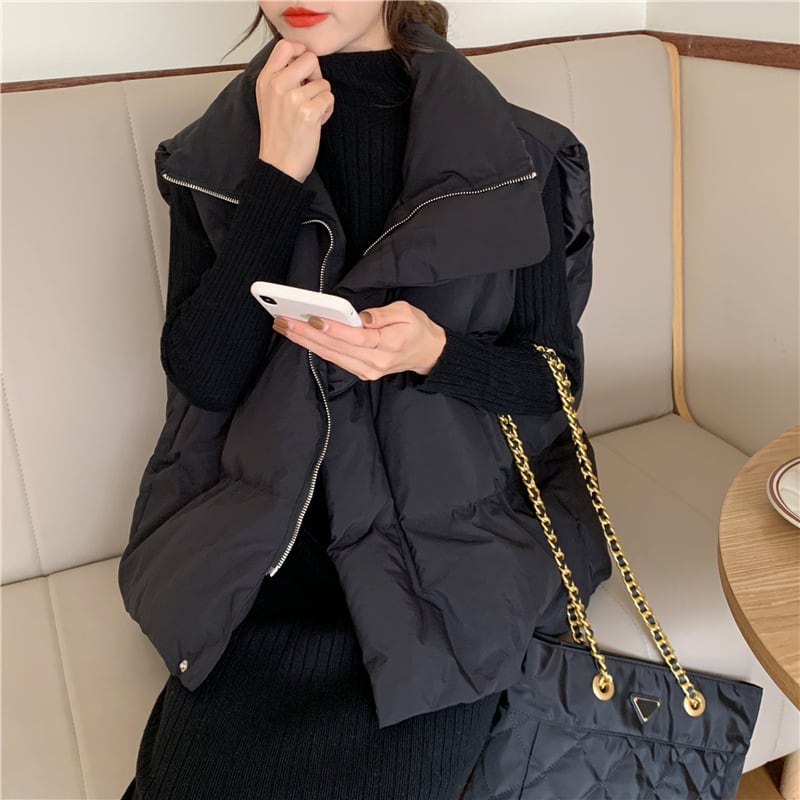 Rakuten - トップス ジレ ベスト おすすめ 人気 暖かい 防寒 流行り トレンド おしゃれ お洒落 激安 安い 送料無料 プチプラ 中綿ベスト ダウン風 オーバーサイズ ミドル丈 チュニック丈 ロング丈 ノースリーブ