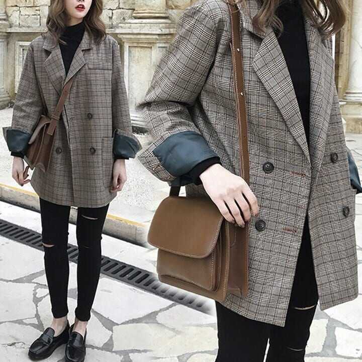 Nylon, Rayon, Polyester - レディース ジャケット 上着 テーラードジャケット 羽織り アウター 美シルエット 華奢見え チェック 格子柄 韓国 インスタ映え トレンド 高見え オルチャン かっこいい カジュアル 大人