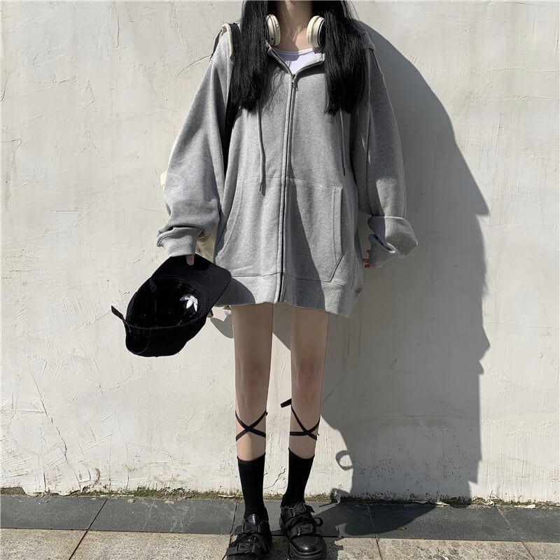 パーカー フーディー スウェット レディース アウター オーバーサイズ ビックシルエット フード付き ジップアップ 韓国 新作 体型カバー トレンド 可愛い かわいい かっこいい カジュアル