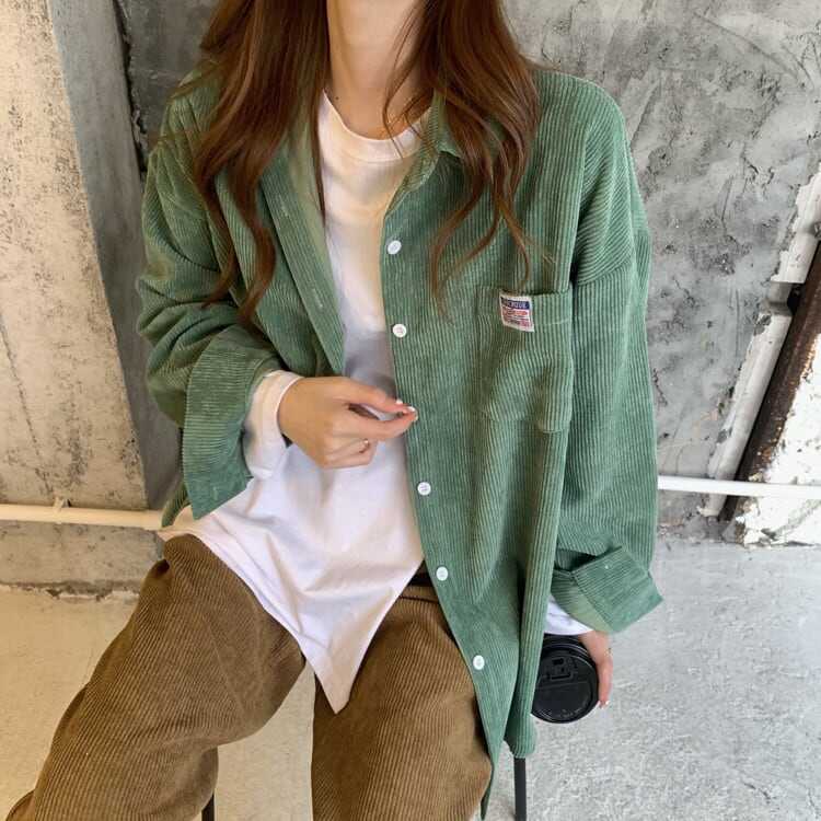 トップス シャツ 白シャツ 白トップス 袖あり 長袖 コーデュロイ かわいい 大人可愛い シンプル カジュアル 大人 おしゃれ お洒落 かっこいい レトロ 大人可愛い 大人女子 こなれ感 ラフ