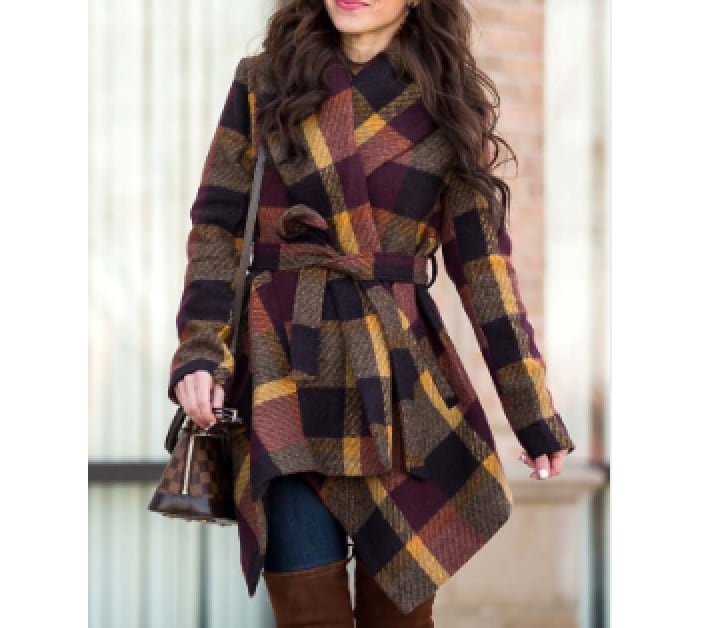 アウターコート 秋冬アウター 大きいサイズ ジャケット チェスター コート ルーズコート ラシャコート ウールコート ミドル丈 チェック 格子柄 ウエストマーク 温かい 防寒 防風 きれいめ