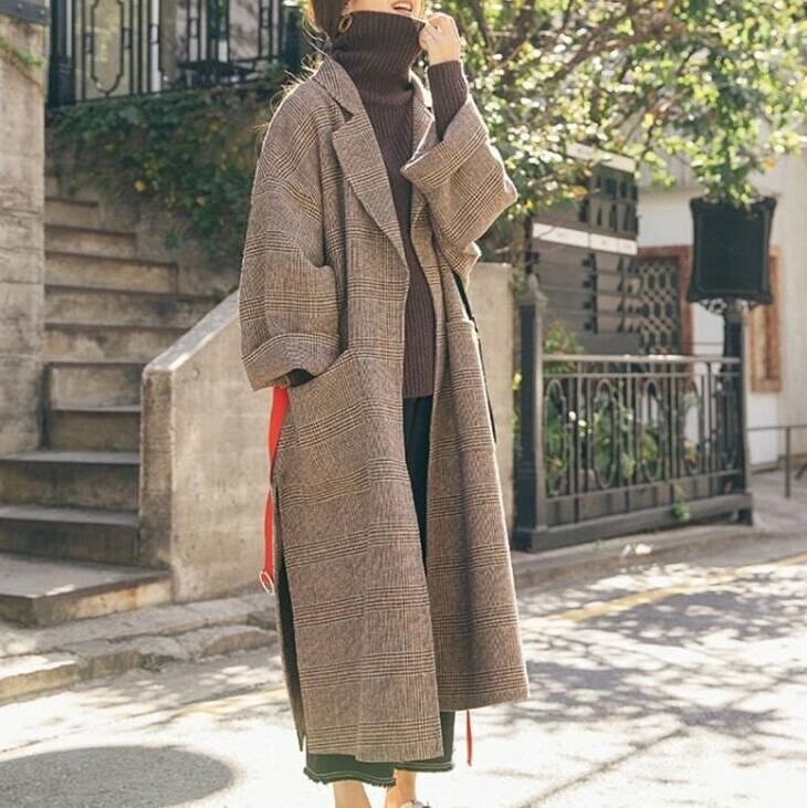 レディース 羽織り コート アウター オーバーサイズ チェスターコート チェック柄 ロング インスタ映え 可愛い かわいい 韓国 かっこいい カジュアル 大人 上品 シンプル クラシック