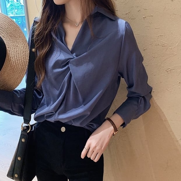 トップスレディースブラウス袖あり長...