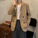 レディース 上着 コート ジャケット テーラード アウター ダブルブレスト ミドル丈 マニッシュ ドロップショルダー インスタ映え 可愛い かわいい 韓国 かっこいい カジュアル 大人
